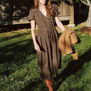 Christy Dawn Carob Ditsy Leaf Dawn Dress Petite S